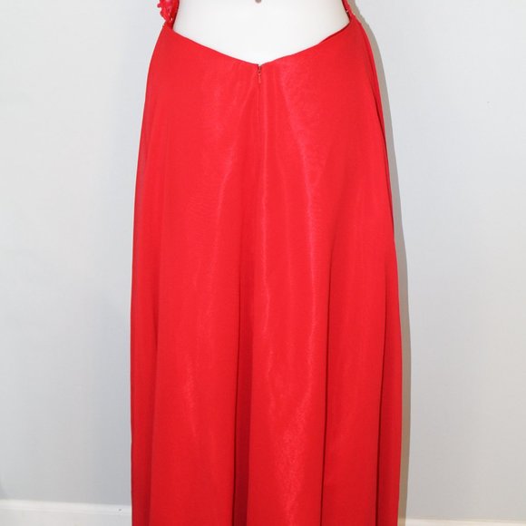 Blondie Nites Red Jeweled Halter Chiffon Dress - Picture 7 of 12